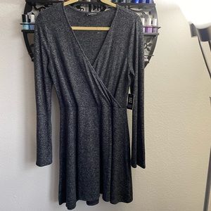 Surplice sweater dress